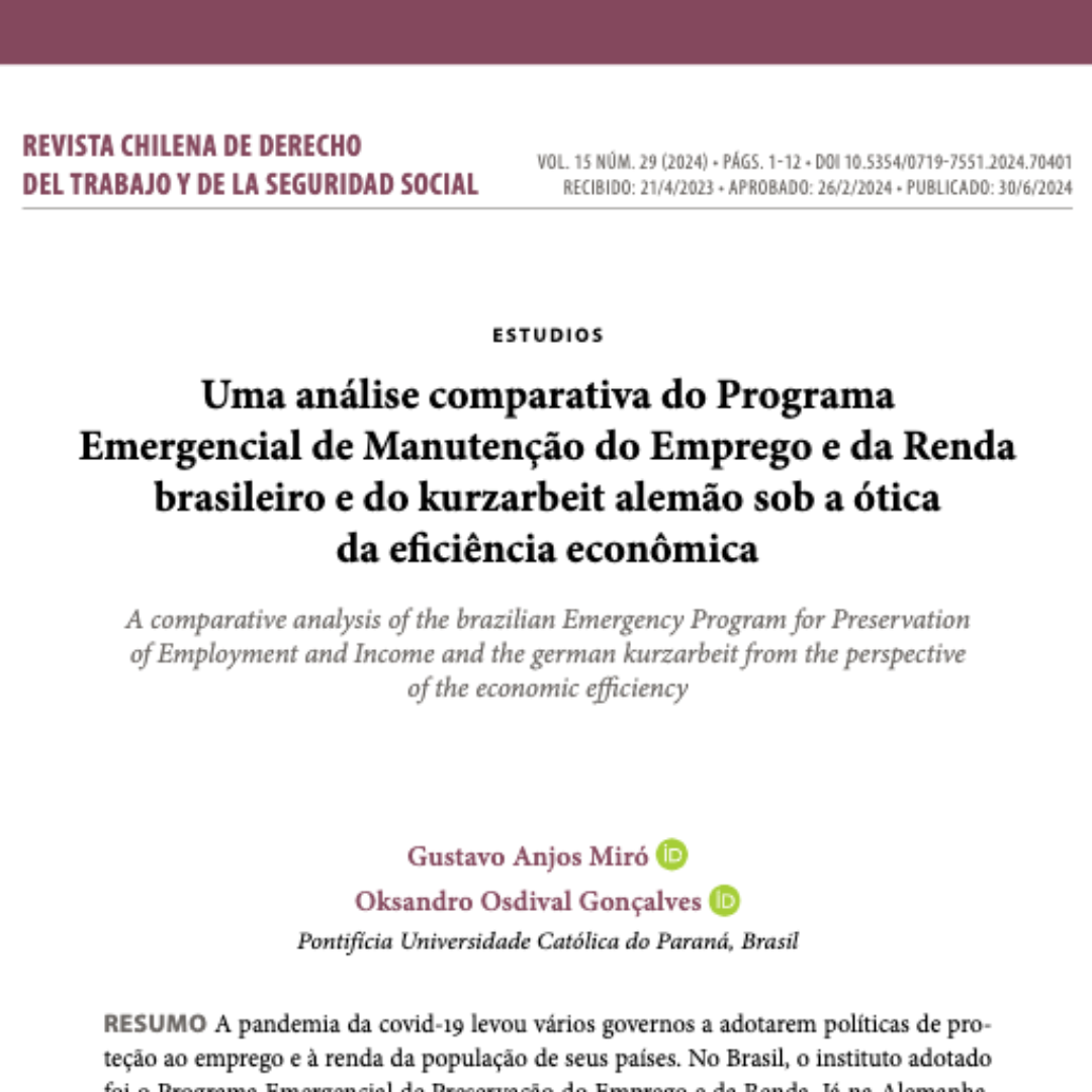 Uma análise comparativa do Programa Emergencial de Manutenção do Emprego e da Renda brasileiro e do kurzarbeit alemão sob a ótica da eficiência econômica